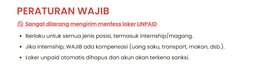 Bahkan kami sampai harus bikin peraturan ini, karena orang Indonesia bahkan mau bekerja TIDAK DIGAJI.
