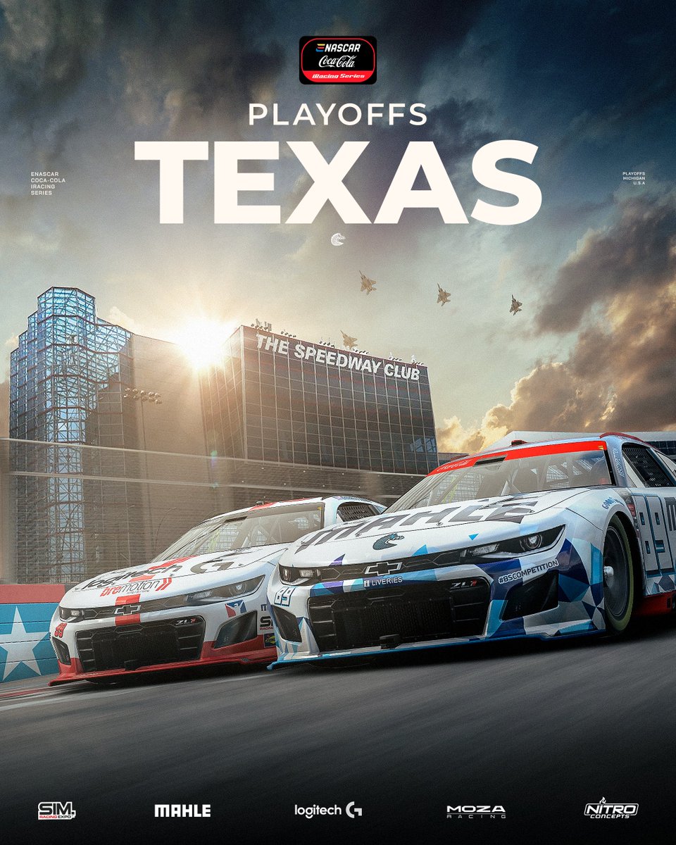 BS+COMPETITION (@bscompetition) on Twitter photo The eNASCAR Coca-Cola iRacing Playoffs are heating up 🔥
Round 2 hits Texas Motor Speedway this week - lights go green at 02:00 CEST (Tuesday night into Wednesday)!
Don’t sleep on it… or actually, do, then set an alarm 😴⏰ The eNASCAR Coca-Cola iRacing Playoffs are heating up 🔥
Round 2 hits Texas Motor Speedway this week - lights go green at 02:00 CEST (Tuesday night into Wednesday)!
Don’t sleep on it… or actually, do, then set an alarm 😴⏰