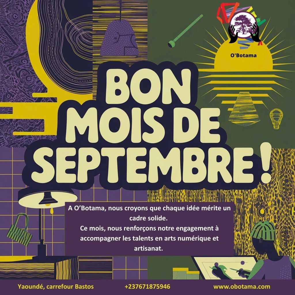 La créativité ne se limite pas à l’inspiration — elle se structure, s’accompagne et se transforme en impact.
Bon mois de septembre !
🎯 Arts numériques &amp; artisanat | 🤝 Partenariats stratégiques | 🌍 Afrique créative
#OBotama #ICC #EntrepreneuriatCulturel #ArtsNumériques