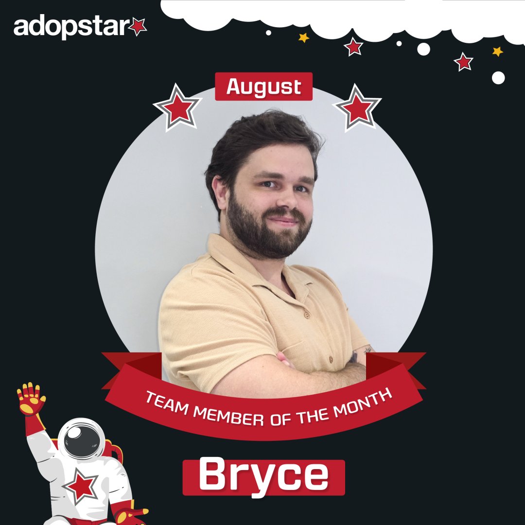 Congratulations to Our August Team Member of the Month!

This month, we celebrate Bryce for his outstanding dedication and support.

Your commitment, knowledge-sharing, and willingness to go the extra mile have not gone unnoticed.

#Adopstar #TeamMemberOfTheMonth