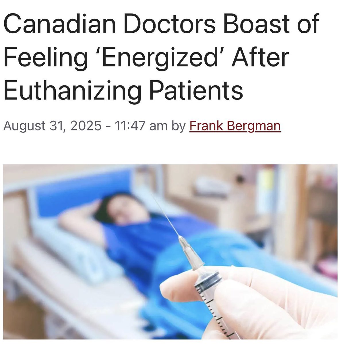 Playing God and getting to decide who lives and dies often gives people who kill a rush. 

That smart people in the media, healthcare and government can’t recognize how awful this development is, likely means we are headed to another global catastrophe of genocide like we saw 80