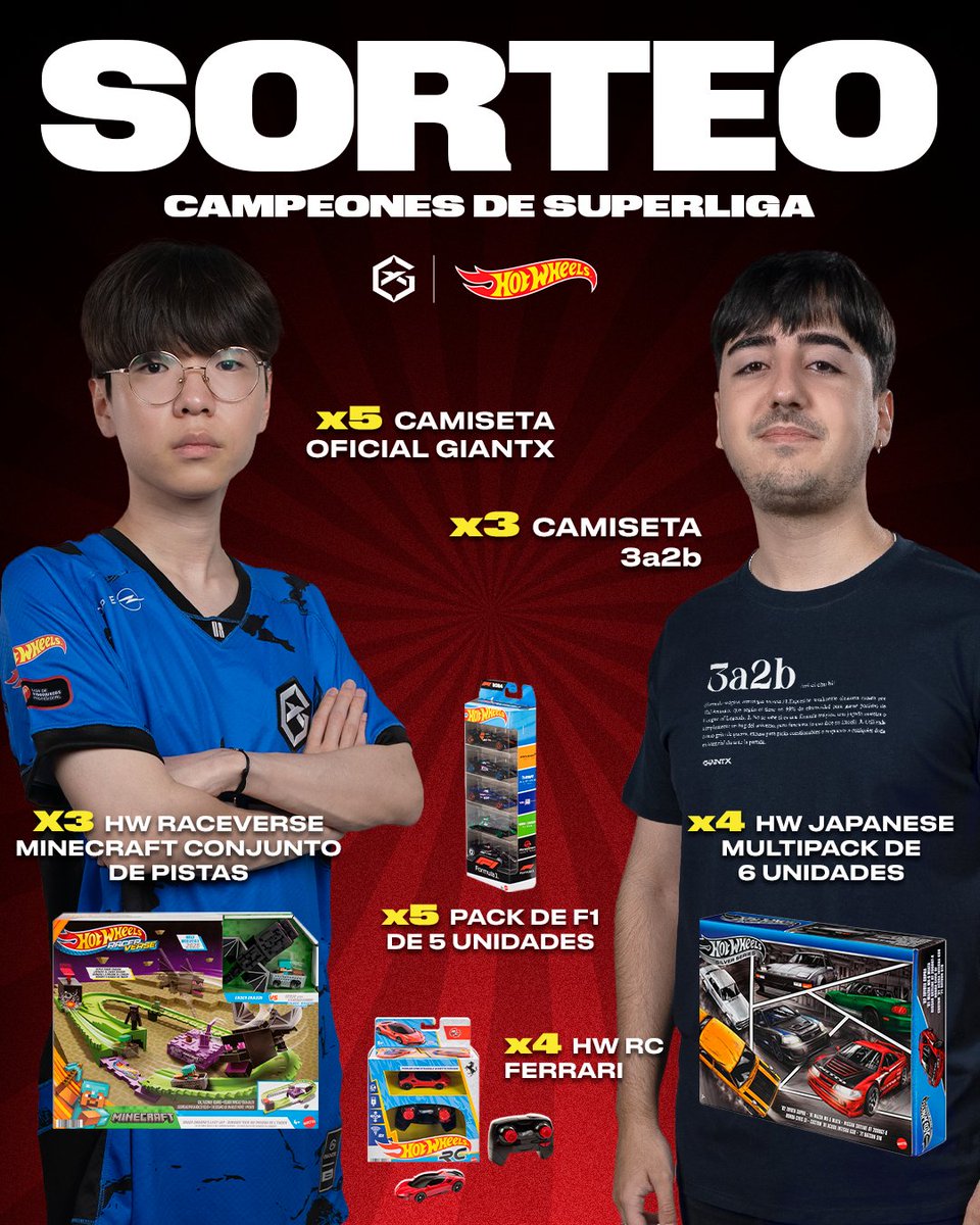 🏆 SORTEAZO POR LA NOVENA SUPERLIGA GRACIAS A <a href="/Hot_Wheels/">Hot Wheels</a> 🏆

Para participar 👇🏻
🔁 RT a este post
✅ Sigue a <a href="/GIANTXGG/">GIANTX</a> y a <a href="/Hot_Wheels/">Hot Wheels</a> 
💬 Menciona a un amigo

🗓️ ¡Válido hasta el 8 de septiembre!