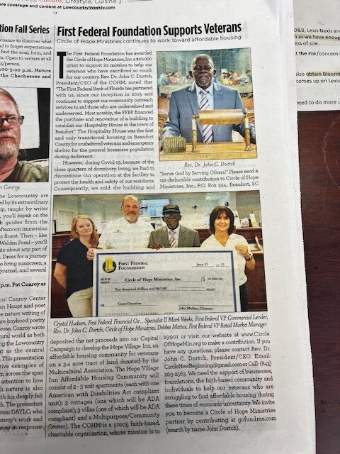 We’re honored to be featured in Lowcountry Weekly for supporting veterans and affordable housing through our recent donation to Circle of Hope Ministries. 💙🏠 Together, we’re helping create brighter futures and stronger communities.