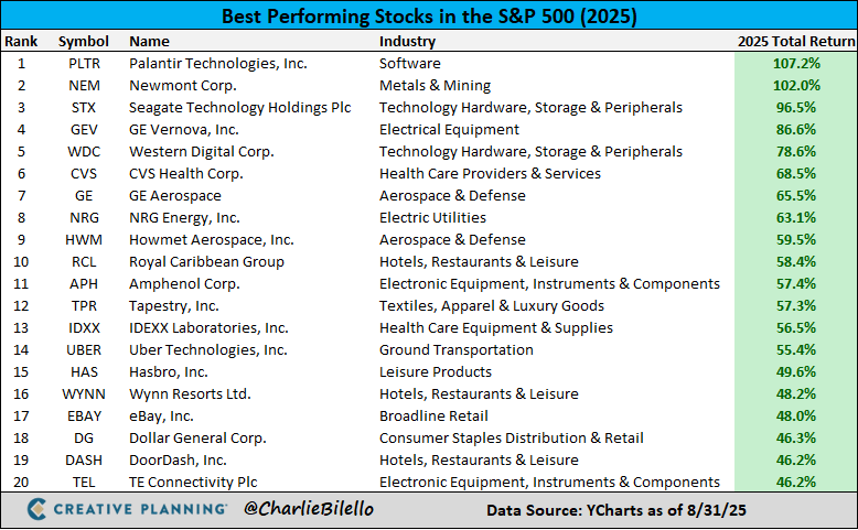The best performing stocks in the S&amp;P 500 this year...