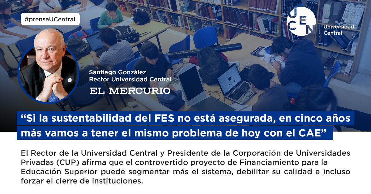 🗞#prensaUCentral l El Rector Santiago González Larraín , conversó con el Diario “El Mercurio”, sobre el futuro de las universidades frente a la eventual aprobación del proyecto de Financiamiento de Educación Superior (FES)

🔗Revisa aquí la entrevista: bit.ly/4mIx0Lx