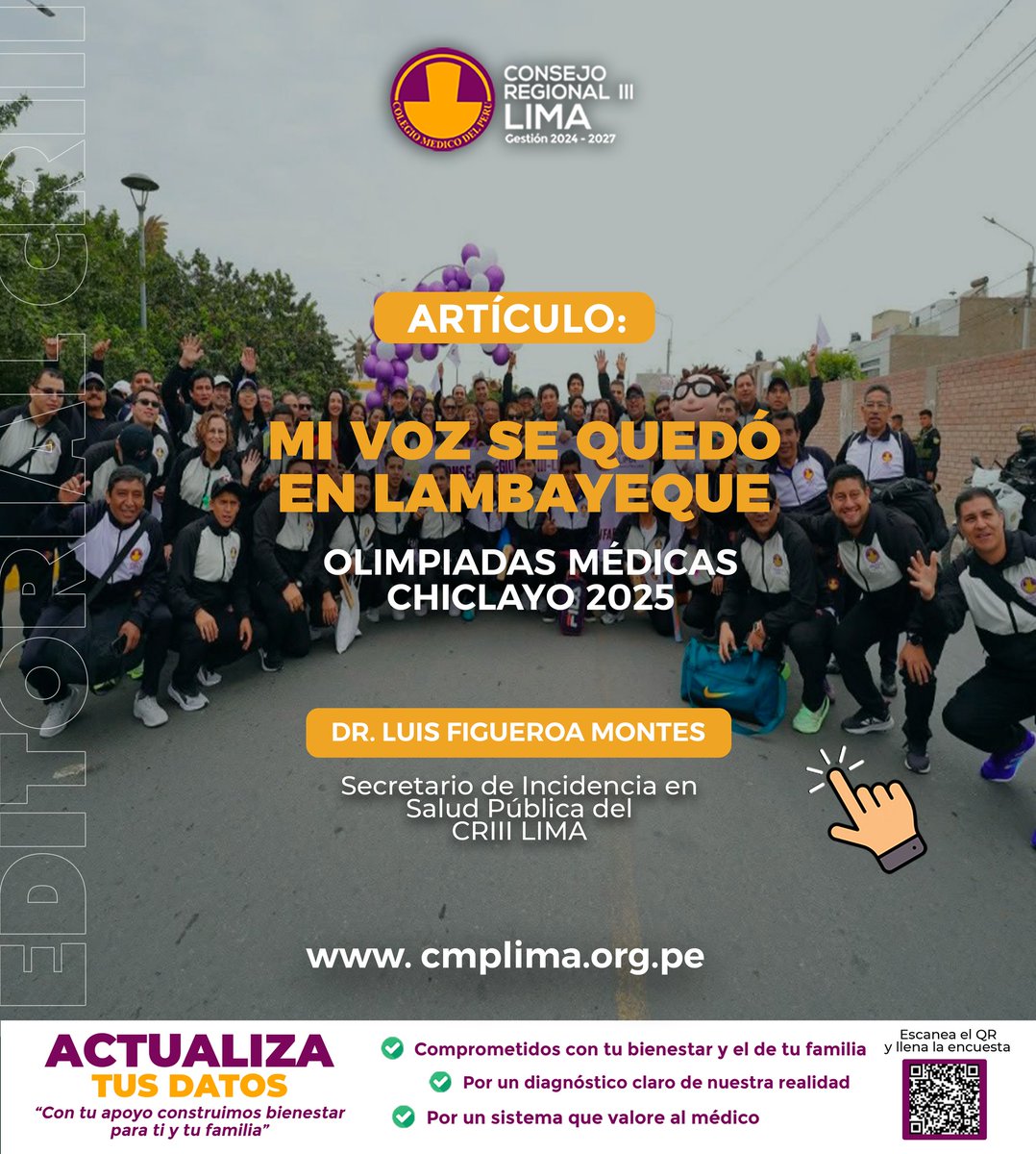 📷𝐀𝐑𝐓𝐈́𝐂𝐔𝐋𝐎: ❞𝐌𝐈 𝐕𝐎𝐙 𝐒𝐄 𝐐𝐔𝐄𝐃𝐎́ 𝐄𝐍 𝐋𝐀𝐌𝐁𝐀𝐘𝐄𝐐𝐔𝐄❞ - 𝐃𝐑. 𝐋𝐔𝐈𝐒 𝐅𝐈𝐆𝐔𝐄𝐑𝐎𝐀 𝐌𝐎𝐍𝐓𝐄𝐒
#OlimpiadasMédicasChiclayo2025

📷Continúa leyendo este importante artículo en nuestra página web:
📷 cmplima.org.pe/voz-quedo-lamb…