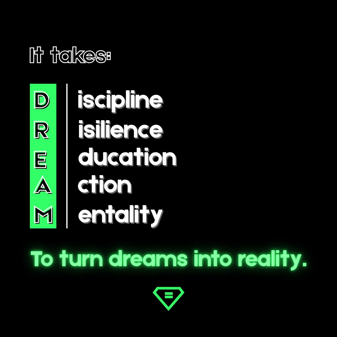It takes discipline, resilience, educations, action, and mentality, to turn DREAMS into REALITY.
#Mo