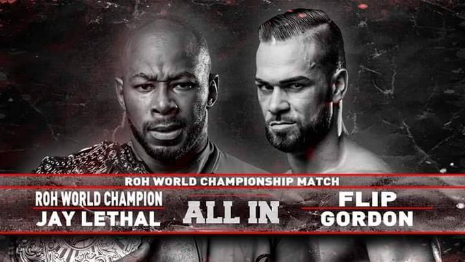 wrestle_hist's tweet image. 9/1/2018  

Jay Lethal defeated Flip Gordon to retain the ROH World Championship at All In from the Sears Centre Arena in Hoffman Estates, Illinois.  

#ROH #AllIn #JayLethal #FlipGordon #ROHWorldChampionship