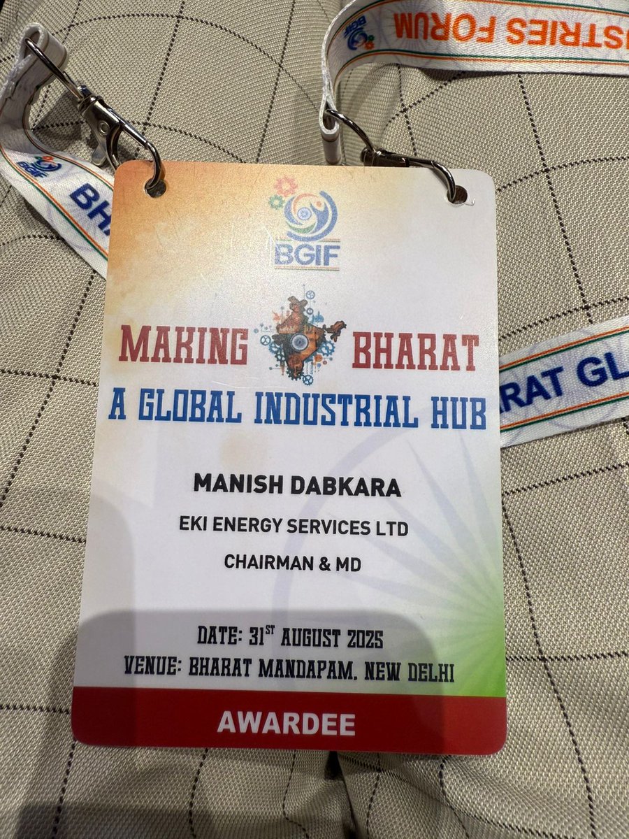 EKIEnergyEnking's tweet image. Proud Moment for us!

We&apos;re delighted to share that EKI Energy Services Ltd has been honored with the Best Start-Up Award at the Bharat Global Industries Forum Conclave 2025.

With every achievement, we renew our commitment to steering the planet towards a net-zero future.