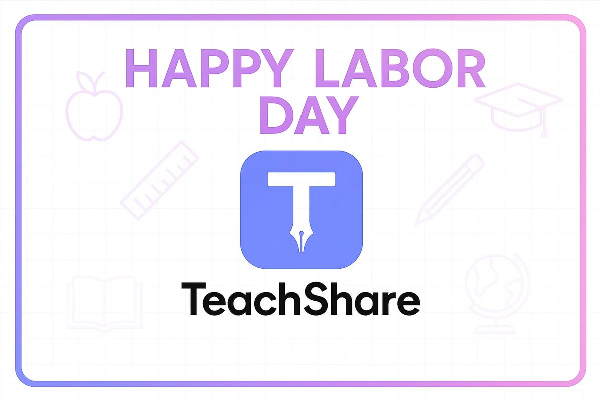 TeachShareAI's tweet image. Teaching is a labor of love, and today we celebrate you. 💜 At TeachShare, we’re here to help you get the content just right so you can focus on the love part. Happy Labor Day, teachers! #TeachShareAI #teacherlife