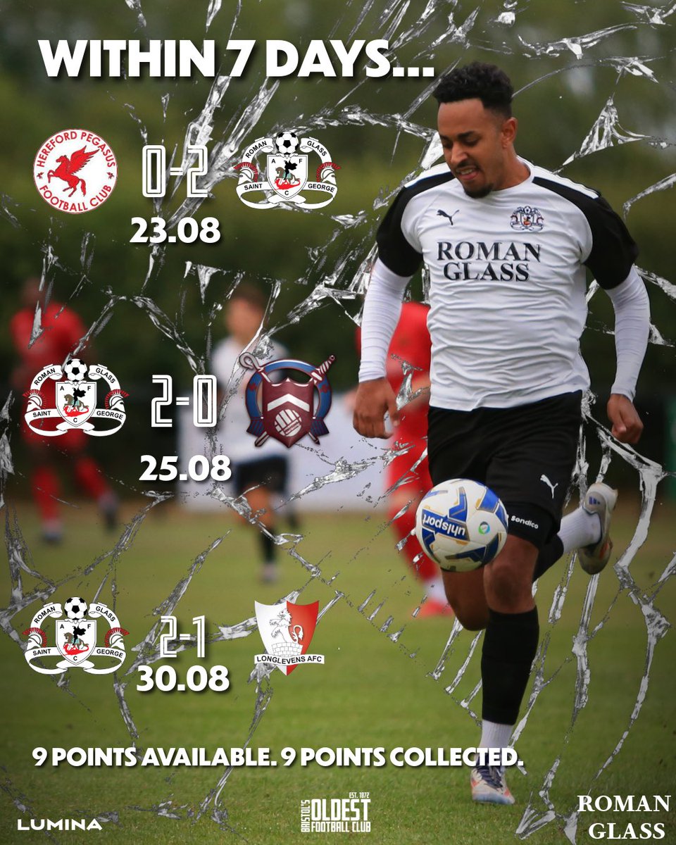 Roman Glass St. George ๐๐ช๐ด๓ ง๓ ข๓ ฅ๓ ฎ๓ ง๓ ฟ (@romanglassfc) on Twitter photo ๐๐๐๐ ๐๐๐ ๐๐
๐๐๐๐๐ฅ
Well then Black and White Army itโs time to check back at that graphic from last weekโฆ
The lads battled through three games in seven days spanning from the 23rd of August to the 30th. 9 points were available , and 9 points were retrieved in ๐๐๐๐ ๐๐๐ ๐๐
๐๐๐๐๐ฅ
Well then Black and White Army itโs time to check back at that graphic from last weekโฆ
The lads battled through three games in seven days spanning from the 23rd of August to the 30th. 9 points were available , and 9 points were retrieved in