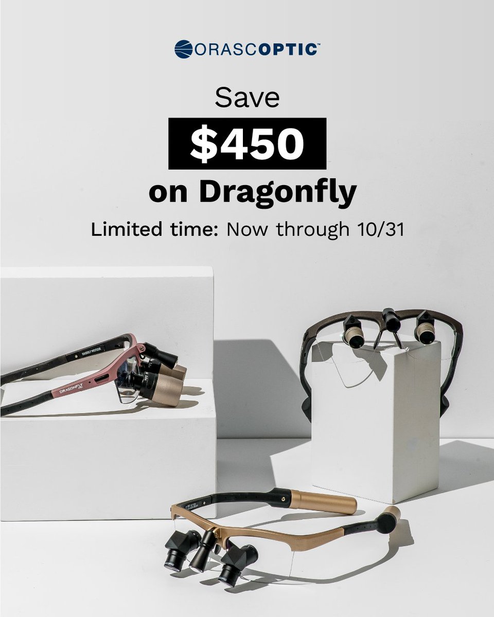 Cordless Freedom, Now $450 Off

Save $450 on Dragonfly, our cordless loupe with a built‑in headlight and high‑CRI illumination. Offer ends Oct. 31.

Learn more at: hs.orascoptic.com/dragonfly?utm_…
.
.
.
#orascoptic #dragonflysale #seebetterworkbetter #dentalsales  #surgicalloupes