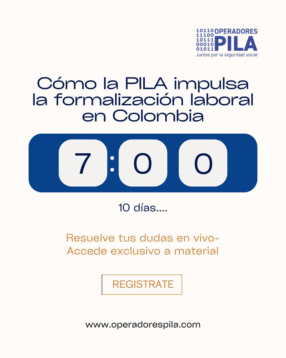 📢 ¡Se viene nuestro En Vivo en YouTube!
Tema: Beneficios de la formalización y seguridad social para independientes.
📅10 de septiembre | 10:00 AM
🎥Gratis en YouTube youtube.com/live/CRIzGpD-i…
👉Regístrate aquí:forms.gle/8b9FC32mrpkJJg…
#Operadorespila #SeguridadSocial #EnVivo