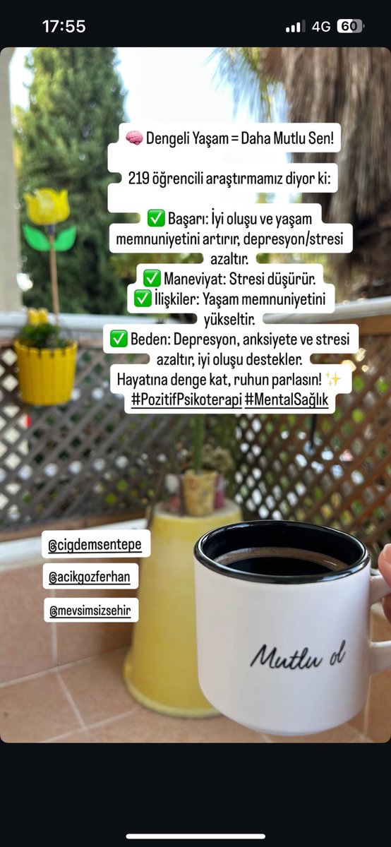 Pozitif psikoterapinin denge modeli ile mental sağlık ilişkisini incelediğimiz araştırmamız uluslararası kitap bölümü olarak yayınlandı. Bulgularımızı kısaca özetledim.🍀