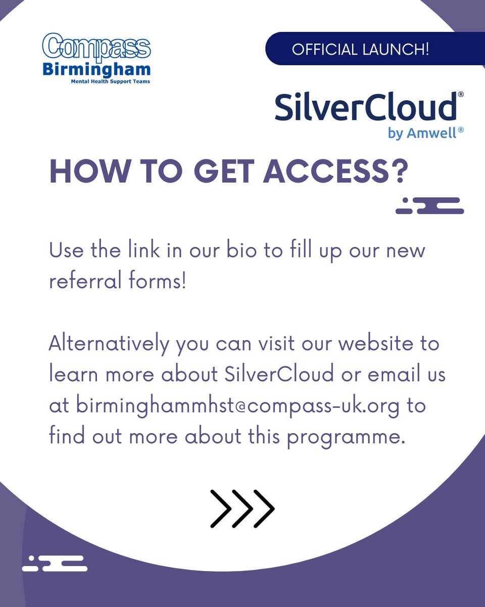 Compass Birmingham (@compassbmhst) on Twitter photo Todayβs the day! π
SilverCloud is now live across Compass Birmingham MHST! π
A new way for young people to access mental health support online β anytime, anywhere.
With self-paced tools, weekly check-ins, and modules on anxiety, low mood, body image and more, SilverCloud Todayβs the day! π
SilverCloud is now live across Compass Birmingham MHST! π
A new way for young people to access mental health support online β anytime, anywhere.
With self-paced tools, weekly check-ins, and modules on anxiety, low mood, body image and more, SilverCloud