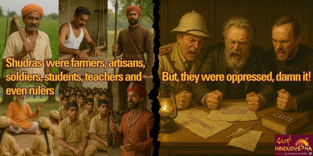 “Shudras = oppressed forever”? Nope. History shows they had kingship, land, education, mobility. It wasn’t ‘eternal slavery’—that myth was cooked up by colonial race science &amp; missionary propaganda. 
stophindudvesha.org/the-caste-syst…
Brits froze fluid identities into a rigid “caste