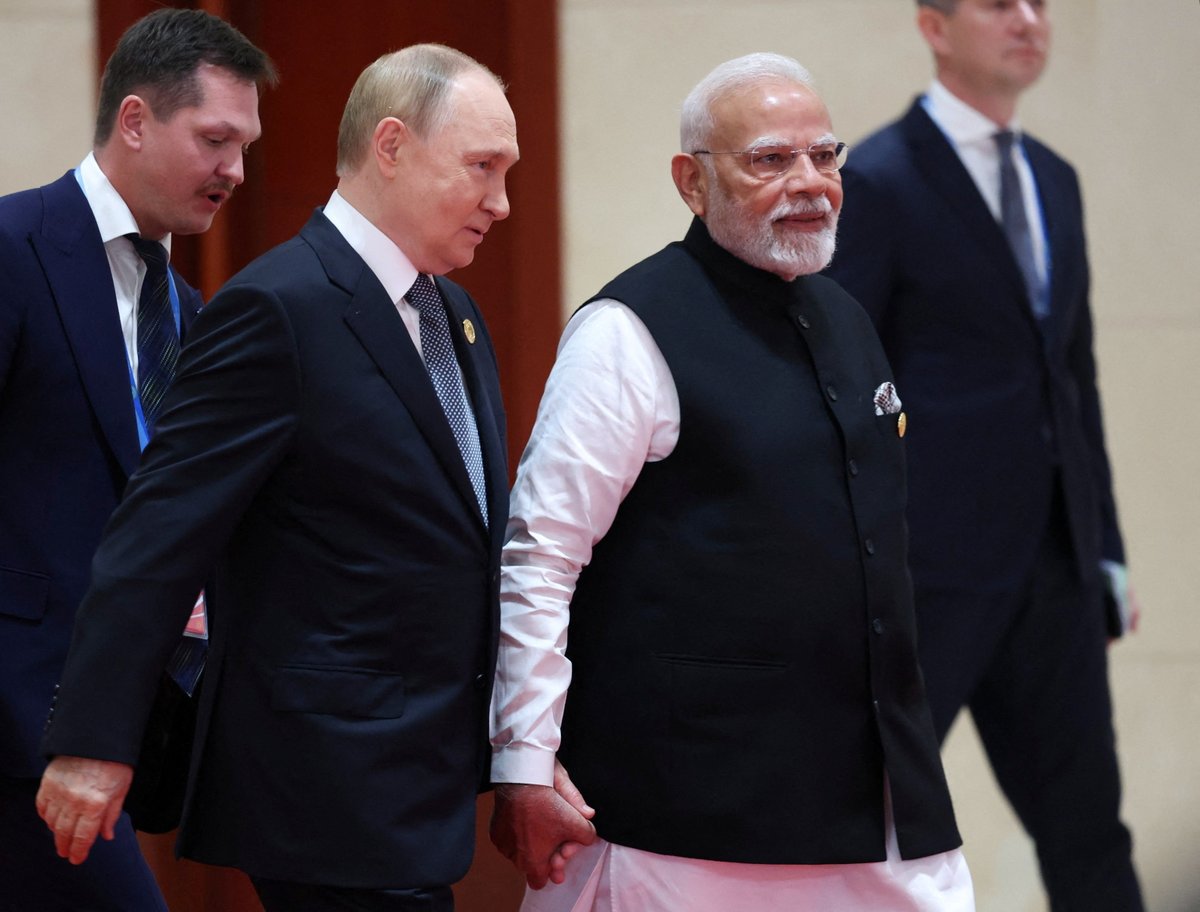 Indian Prime Minister Narendra Modi held hands with Russian President Vladimir Putin and Chinese President Xi Jinping Monday.

President Donald Trump seemed to respond to the images, saying India should have lowered tariffs on American goods "years ago."