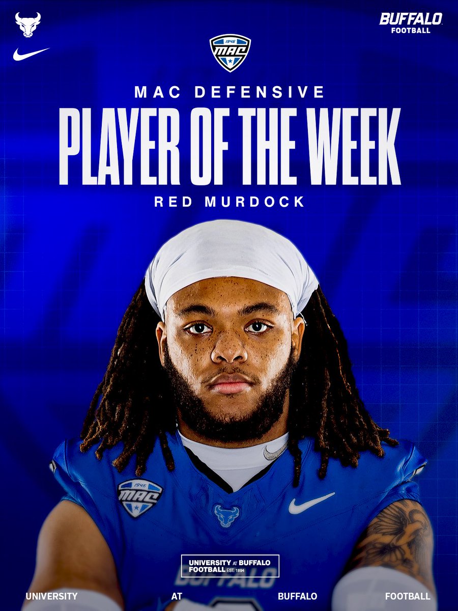 Red Murdock named MAC Defensive Player of the Week‼️

🔗 ubbulls.com/news/2025/9/1/…

#UBhornsUP🤘l #BullMarket📈