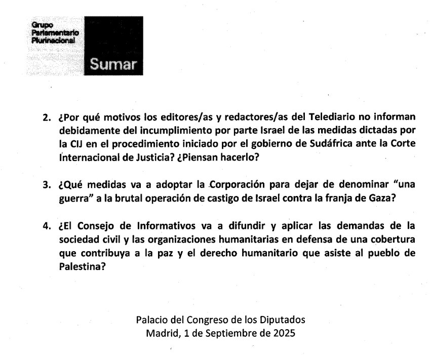 📺 Hemos pedido a RTVE que deje claro en sus informativos que en Gaza no hay una guerra y no hay dos ejércitos enfrentados.

Como tampoco los hubo cuando el gueto de Varsovia se levantó contra la ocupación nazi que los exterminaba.

👉🏻 En Gaza hay un genocidio.