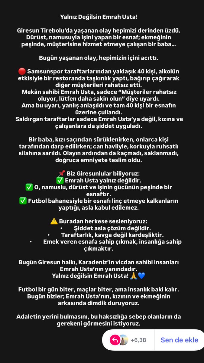 Kbraa7arslan's tweet photo. Emrah Usta yalnız değildir! #emrahusta #giresun #tirebolu https://t.co/9Q6EqF0kuB