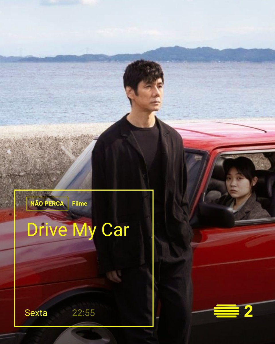 Filme do cineasta japonês Ryûsuke Hamaguchi inspirado no conto homónimo de Haruki Murakami, vencedor do Óscar de Melhor Filme Internacional e do Globo de Ouro de Melhor Filme Estrangeiro em 2022.

📌 Drive My Car - Sexta (5), às 22h55, na RTP2 e na <a href="/playrtp/">RTP Play</a>.