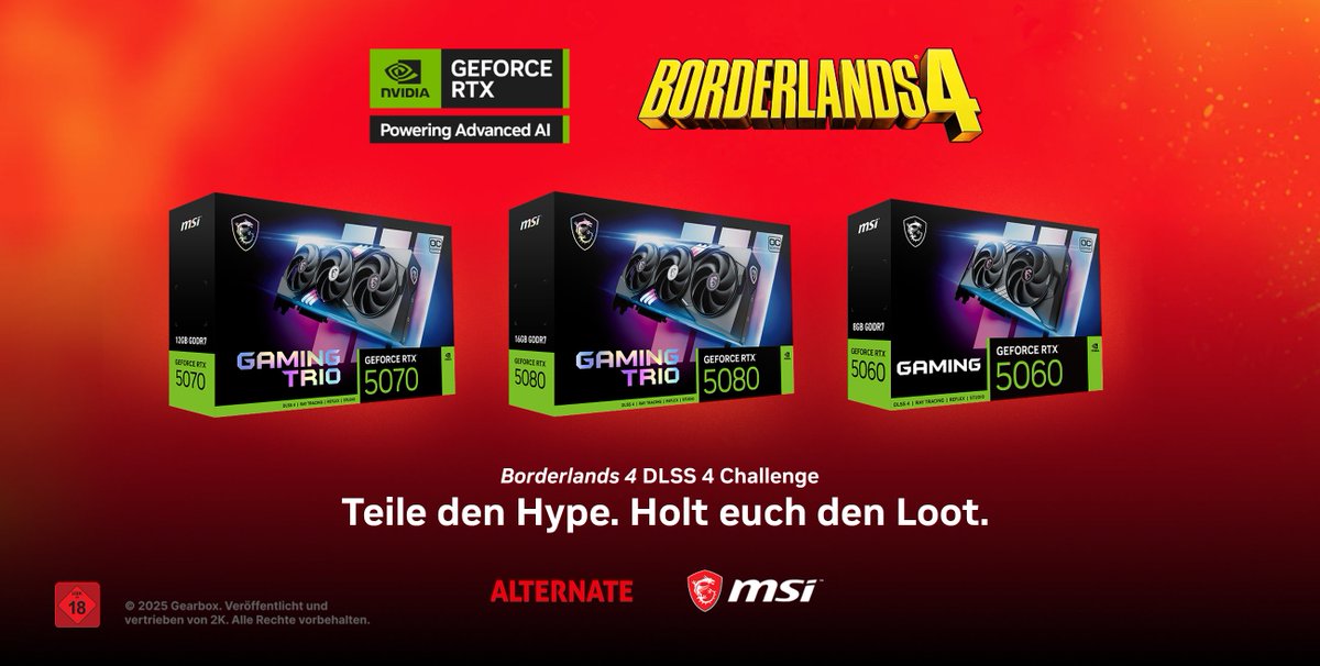 Die Borderlands 4 DLSS 4 Challenge: EN vs DE vs FR – Das Gewinner-Stream-Team holt Preise für sein Land!

Je mehr du kommentierst &amp; teilst, desto mehr Preise werden freigeschaltet! 🚀

Kommentiere oder RT mit Borderlands4xDLSS4, um teilzunehmen!

Powered by <a href="/alternate_de/">ALTERNATE</a> &amp;
