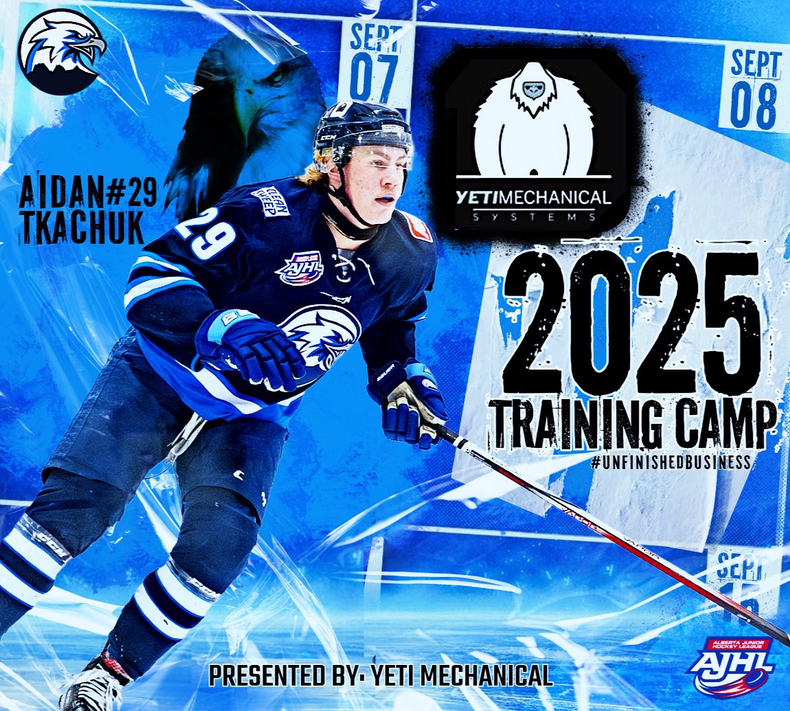 🚨 Eagles Nation… it’s almost time! 🚨

The countdown is on — Canmore Eagles Main Camp presented by @yetimechanicalsystems opens in just ONE WEEK! 🦅🔥 With big expectations in the AJHL this season, the energy in the Bow Valley is already building.

#unfinishedbusiness #AJHL