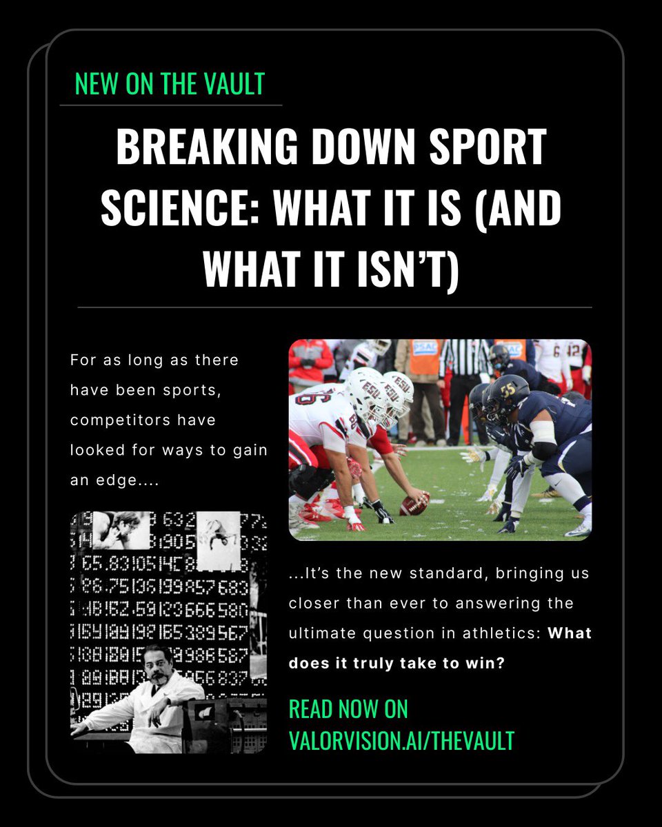 ValorVision_ai's tweet image. 📰 Breaking news from The Vault — our new blog is live. Sport Science: What It Is (and What It Isn’t) 

In this performance science edition, Ian Samuelson tackles questions more people in our industry have than you’d think. 

👉 Read it here: valorvision.ai/thevault