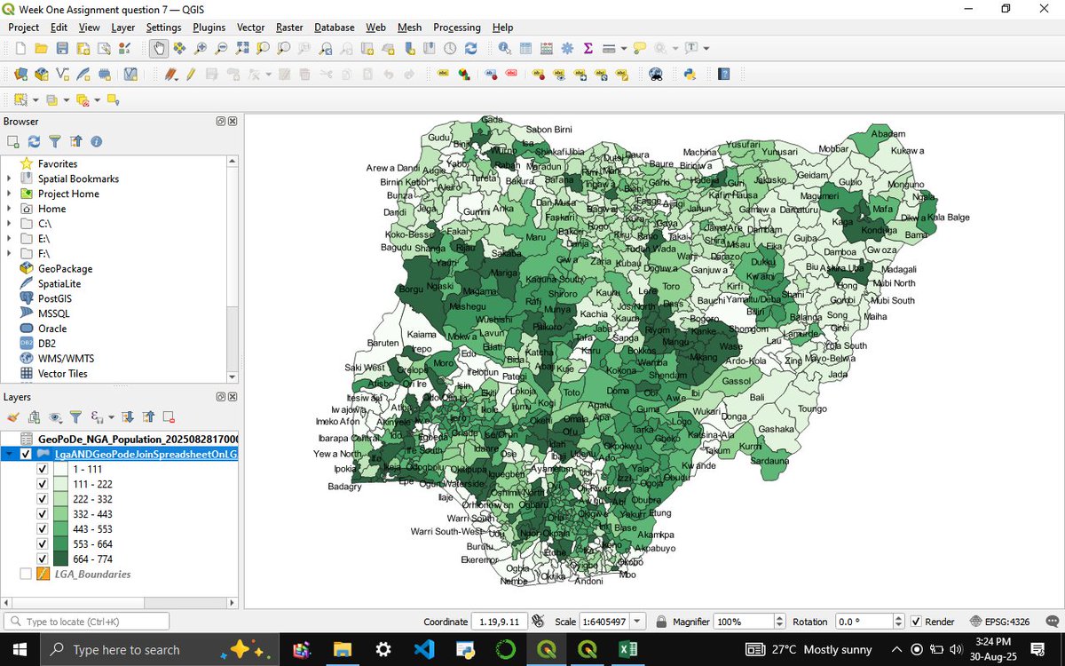 Ifeoluwase33587's tweet image. Week 3
After taking on cloud computing, We progressed to Geospatial Information System.

We used the QGIS software to manipulate geographical data.

Humans understand images more than tables. This is why we do Geospatial Data Analysis 

#3MTT #deeptech_ready #datasciencenigeria