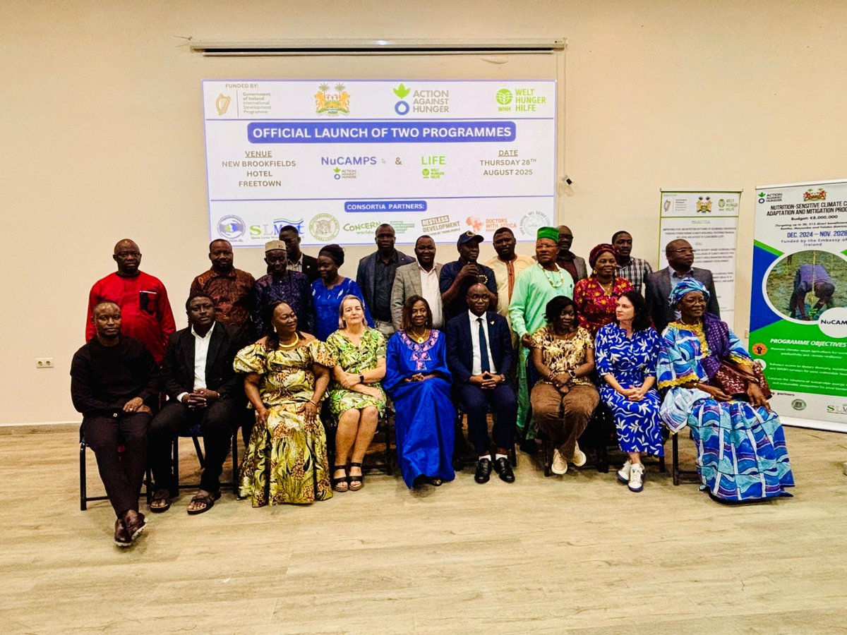 ACF_SierraL's tweet photo. In our efforts to combat the devastating effects of climate change on nutrition and health, we have launched the NuCAMPS programme, a 48-month-long consortium programme aimed at improving nutrition and climate change impacts in Bonthe, Moyamba, and Falaba districts. https://t.co/uTaREuGCXQ