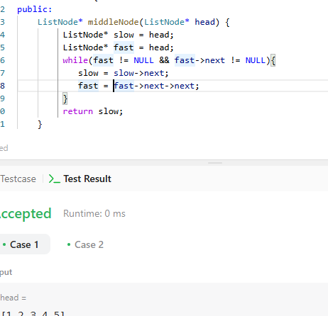 DevSukanta's tweet image. Trying to solve the #LeetCode  problem no 876 Middle of a Linked List 
#DSA  #cplusplusprogramming