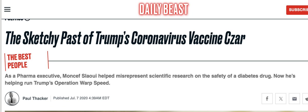 Paul D. Thacker (@thackerpd) on Twitter photo Anyone interested in how Big Pharma inserted a corrupt actor into the White House to run Operation Warp Speed, please read my story here.
I confirmed last year that Moncef Slaoui never disclosed his past to WH.
archive.ph/gAZZS
<a href="/ddiamond/">Dan Diamond</a> <a href="/By_CJewett/">Christina Jewett</a>
<a href="/sophieegardnerr/">Sophie Gardner</a> Anyone interested in how Big Pharma inserted a corrupt actor into the White House to run Operation Warp Speed, please read my story here.
I confirmed last year that Moncef Slaoui never disclosed his past to WH.
archive.ph/gAZZS
<a href="/ddiamond/">Dan Diamond</a> <a href="/By_CJewett/">Christina Jewett</a>
<a href="/sophieegardnerr/">Sophie Gardner</a>