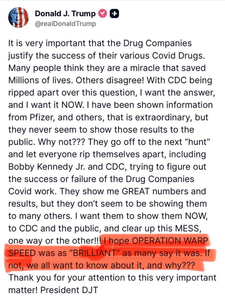 Is this the first time the President has questioned Operation Warp Speed?