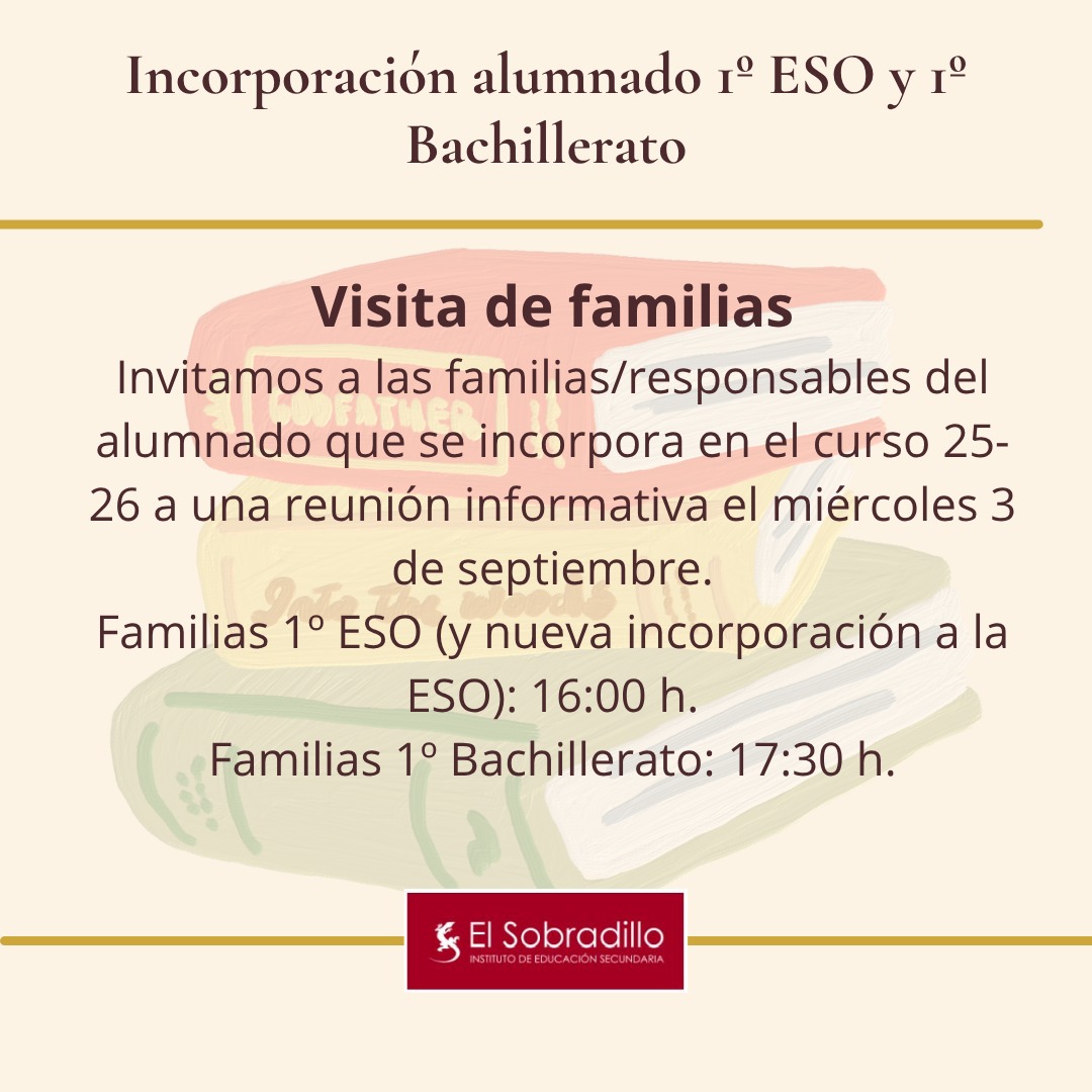 Este miércoles tenemos reunión para las familias de nueva incorporación. ¡Les esperamos!