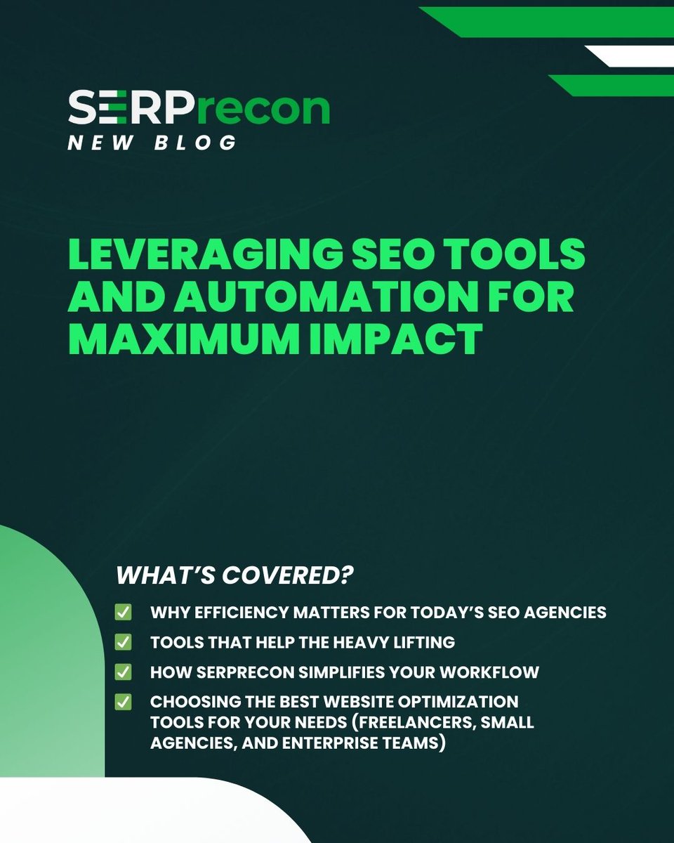 SERP_recon's tweet image. Learn how to leverage SEO tools and automation to your advantage: serprecon.com/blog/the-effic…

#SERPrecon #SEOBlog