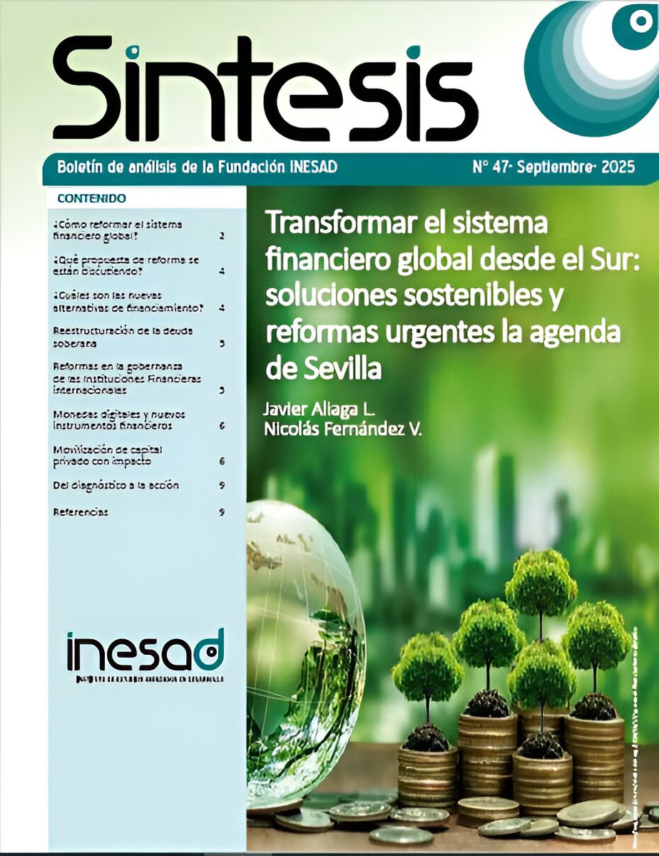 Te invitamos a leer el Boletín Síntesis Nº 47 "Transformar el sistema financiero global desde el Sur: soluciones sostenibles y reformas urgentes la agenda de Sevilla", realizado por Javier Aliaga Lordemann y Nicolás Fernández Venegas.
Puedes leer aquí  wp.me/p9wqBX-4Pa