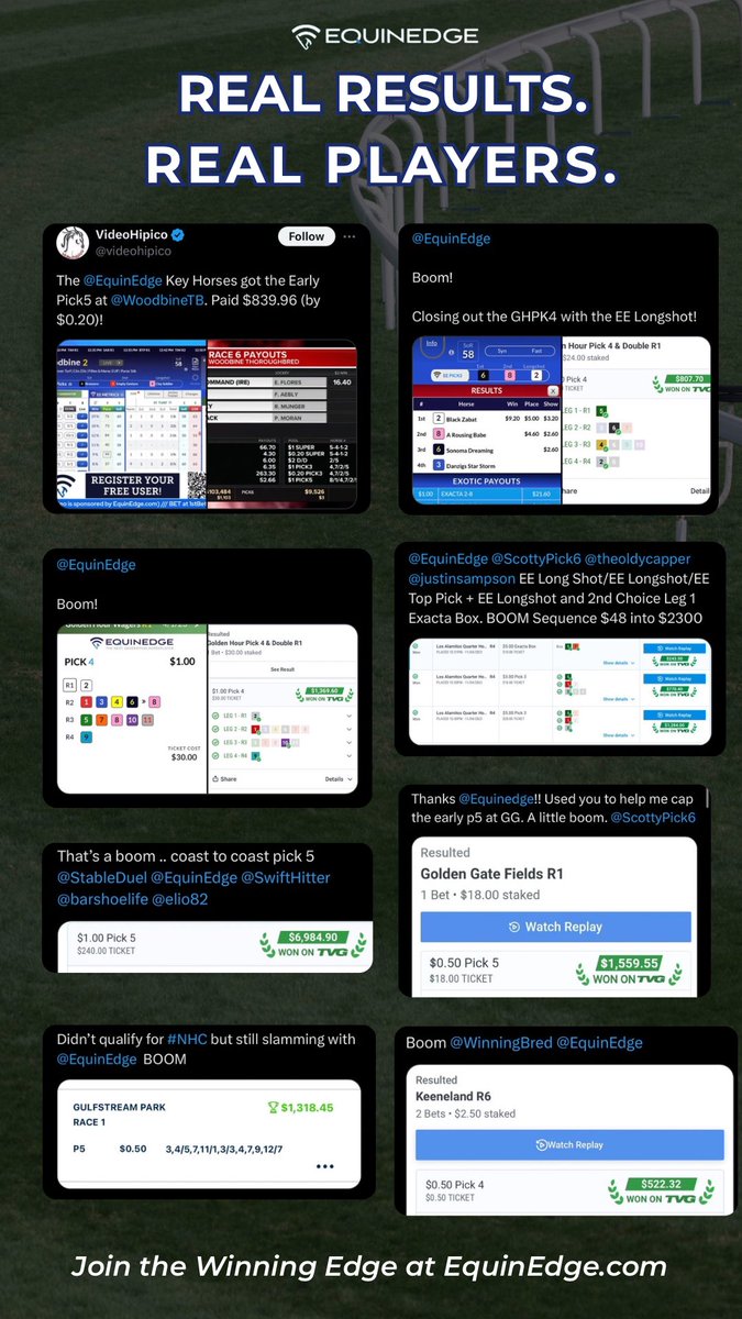 Less guessing. More winning.🏆 
EquinEdge gives horseplayers the tools to succeed → EquinEdge.com

#EquinEdge #HorseRacing #Handicapping