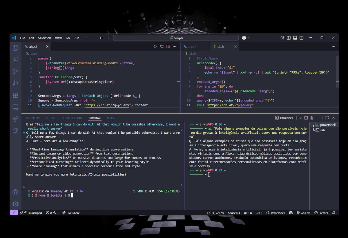I was watching ep 137 of <a href="/ctbbpodcast/">Critical Thinking - Bug Bounty Podcast</a> and decided to put together a simple script to call ch.at with a quick command.

Windows and Linux/Mac versions below if you want to use them