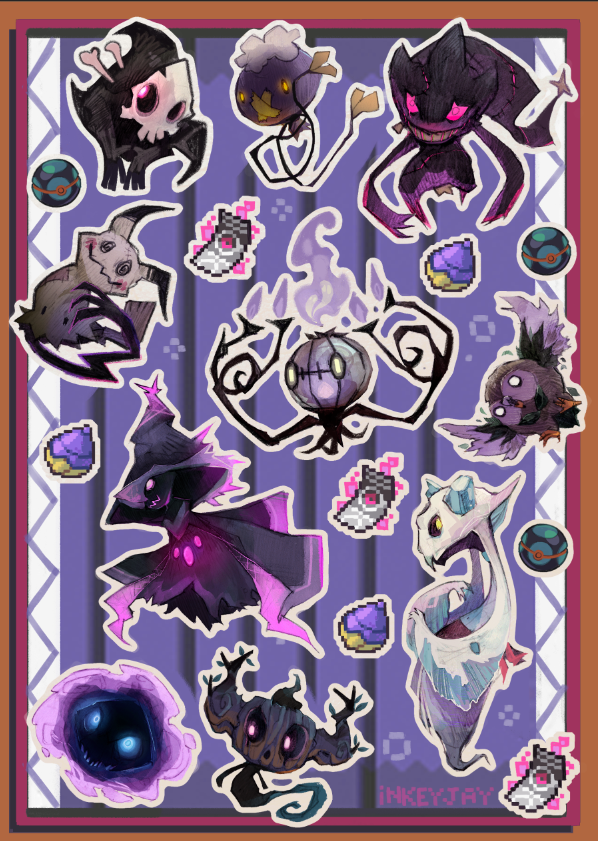 Spoopy season around the corner,,, and i finally made a sticker sheet out of these