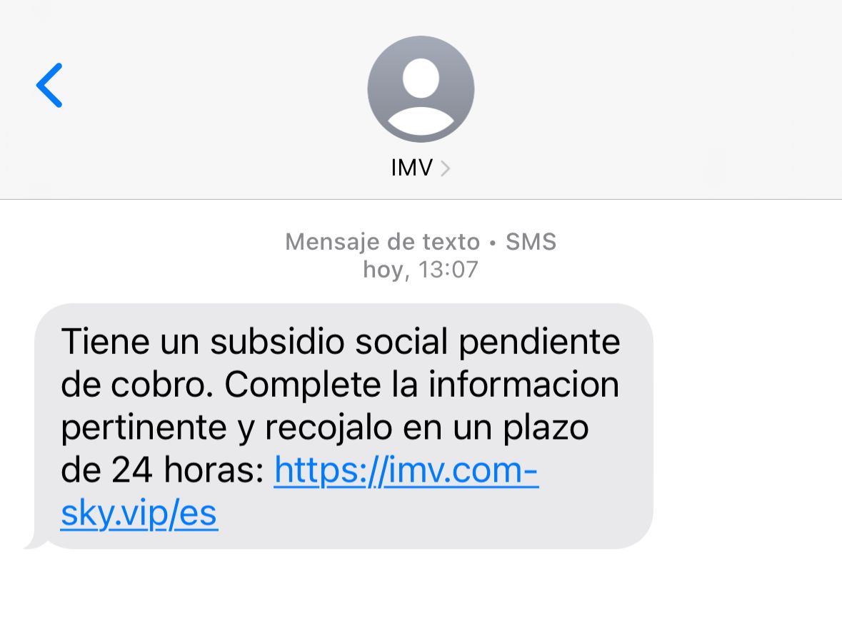 Ejemplo de SMS falso de multa urgente