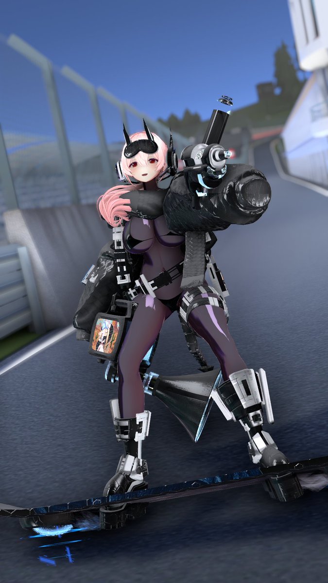 ご報告遅れて申し訳ございません。
先週「ノクストライド」をキャンペーンにていただきました🎁

ボードに乗ってスィーッと移動するのが楽しい！
ギミックも衣装パーツも盛り盛りなので組み合わせてアレンジしても良さそうです。
メカメカしいブーツがカッコよくて好き✨
#Tumekiri_VRChat