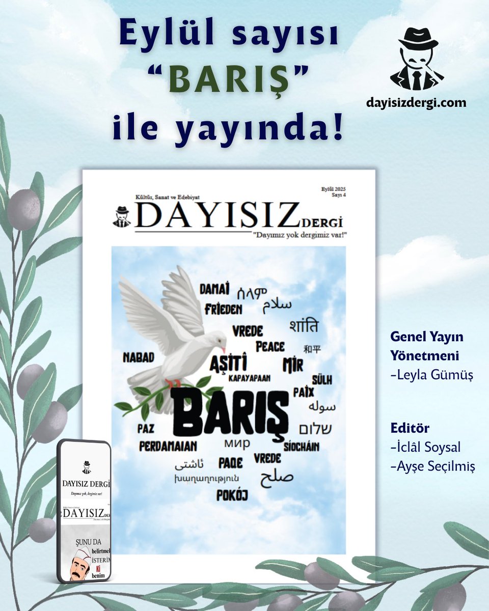 Dayısız'ın 4. sayısı "Barış" dosyasıyla yayında! Dergimize profildeki bağlantıdan ulaşabilirsiniz.