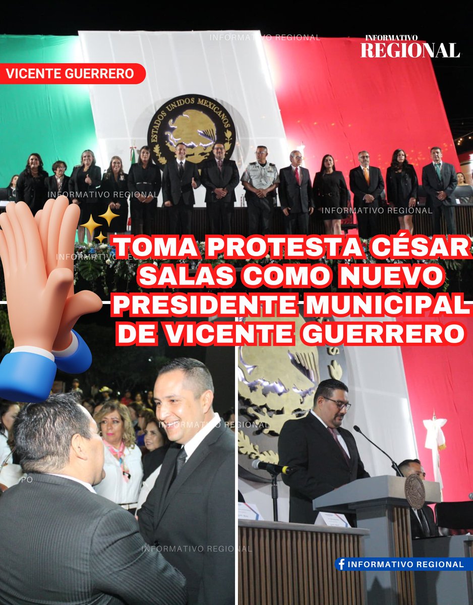 Informativo Regional (@infregionaldgo) on Twitter photo #VicenteGuerrero || ✅ Toma protesta <a href="/cesarsalas65/">Cesar Salas</a> como nuevo presidente municipal de Vicente Guerrero
🌟 El día de ayer se llevó a cabo la toma de protesta del nuevo presidente municipal César Salas y los miembros que conformarán el gobierno municipal 2025-2028. quien en su #VicenteGuerrero || ✅ Toma protesta <a href="/cesarsalas65/">Cesar Salas</a> como nuevo presidente municipal de Vicente Guerrero
🌟 El día de ayer se llevó a cabo la toma de protesta del nuevo presidente municipal César Salas y los miembros que conformarán el gobierno municipal 2025-2028. quien en su