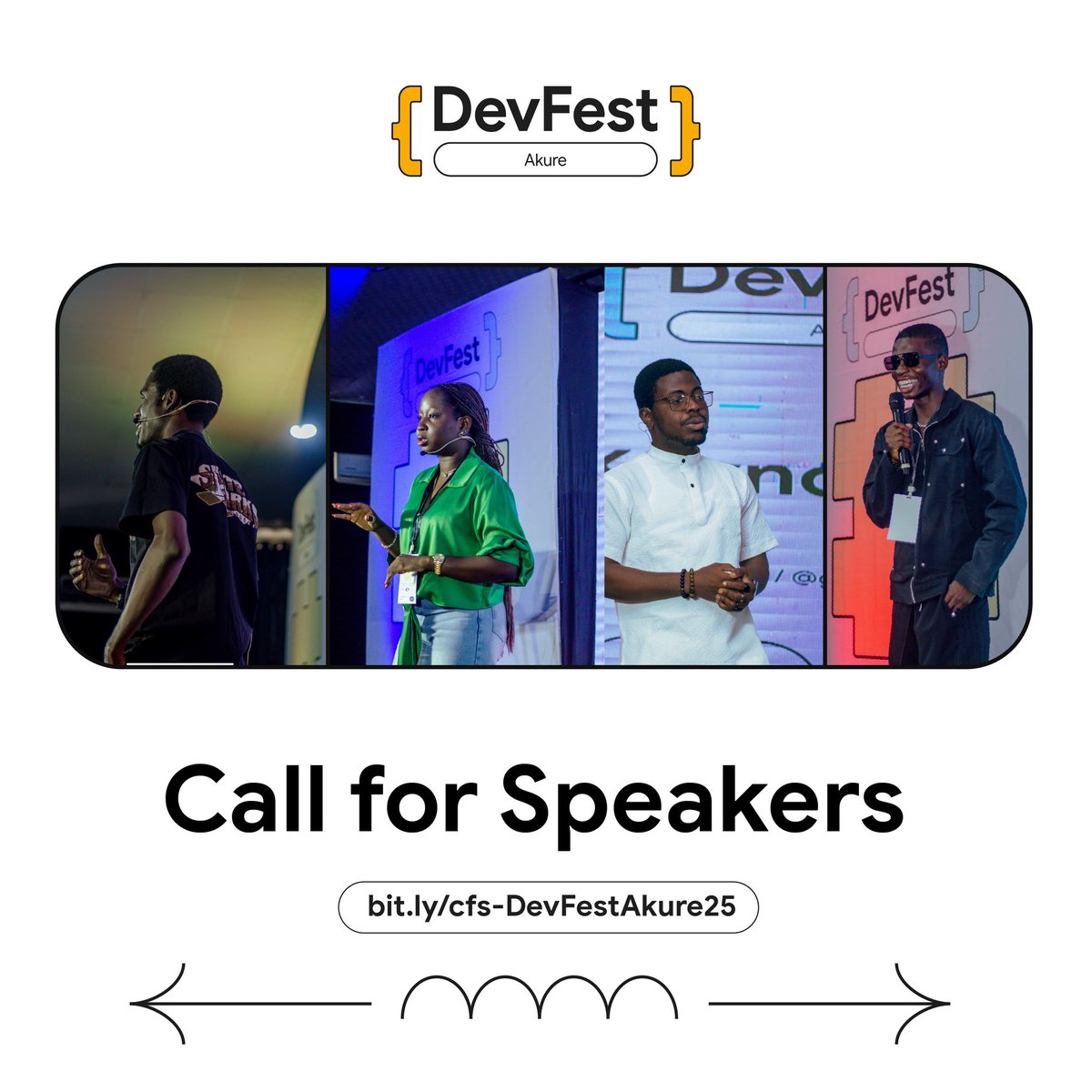 Call for Speakers!🗣️

DevFest Akure 2025 is coming, and we want YOU on the stage. 

Got insights, stories, or experiences that can inspire and empower the tech community? 

This is your chance to shine!

Apply here: forms.gle/nMWdbUG12xnp9A…

⏳ Deadline: September 30th

#GDGAkure