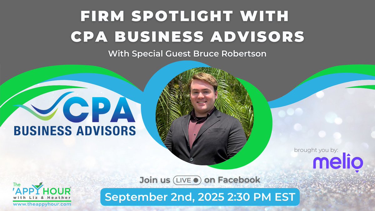 ⏰ Tomorrow’s the day! Join us LIVE for a Firm Spotlight with CPA Business Advisors + Bruce Robertson on Sept 2 at 2:30 PM ET. Hear how they use Melio to simplify approvals, streamline payments &amp; deliver next-level advisory.

#FirmSpotlight #ModernCPA #AccountingTech #Accounting