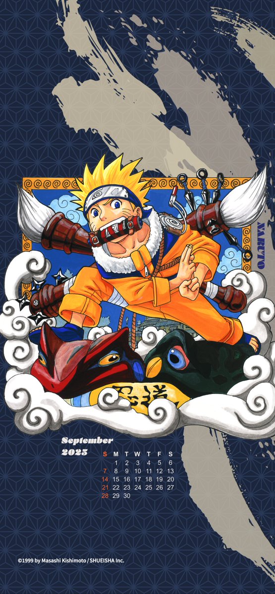 Here's the first of our calendars for September, with an illustration from the front cover of the first volume!

#Naruto