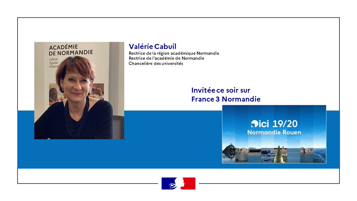 La rectrice Valérie Cabuil sera l'invitée du 19/20 de France 3 Normandie Rouen ce soir pour évoquer la rentrée scolaire 2025.