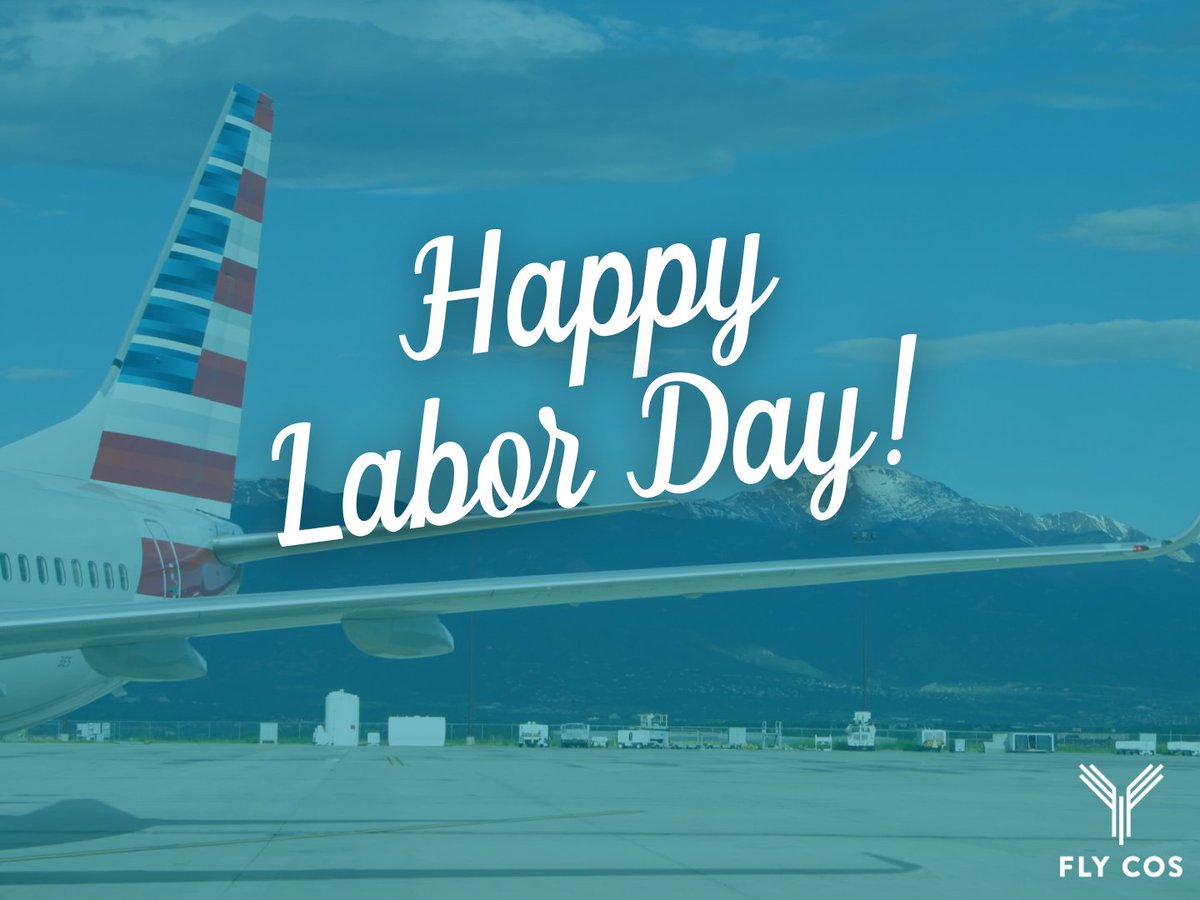 COSAirport's tweet image. Happy Labor Day from all of us at Colorado Springs Airport! ✈️

Today we celebrate the hard work and dedication of our community, our travelers, and especially the incredible teams who keep COS running smoothly every day.

Safe travels wherever you’re headed!
#FlyCOS #LaborDay