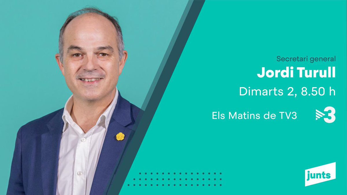 🎙 Demà a partir de les 8.50 hores, no et perdis l'entrevista del secretari general <a href="/jorditurull/">Jordi Turull i Negre</a> a <a href="/elsmatins/">Els matins TV3</a>. 

📌 Podràs seguir l'entrevista en directe a <a href="/elsmatins/">Els matins TV3</a>: 3cat.cat/3cat/directes/…