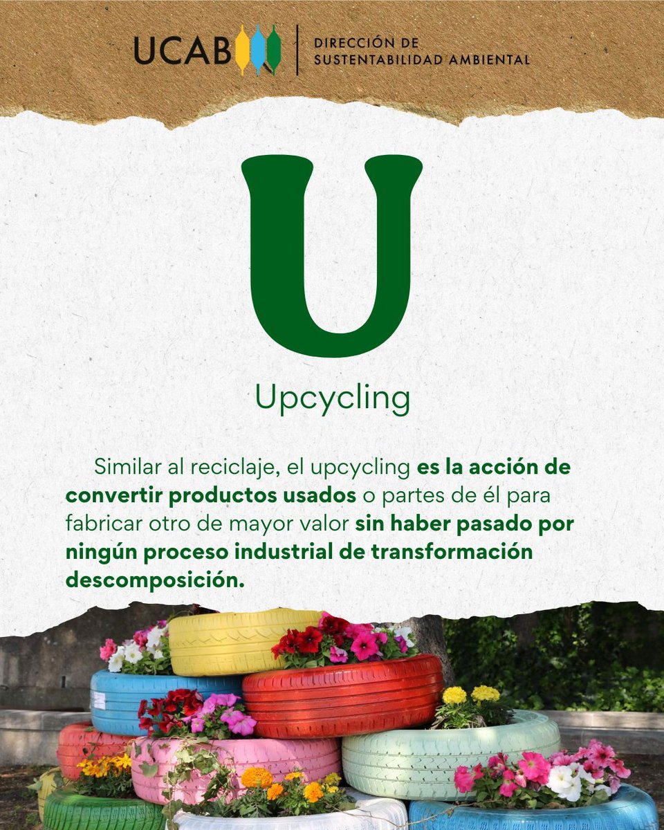 UCABSustentable's tweet photo. #ABCAmbiental
Upcycling
El “upcycling” o suprareciclaje es transformar materiales en desuso en piezas de valor y diseño, ayudando a reducir el impacto ambiental y potencia la creatividad, permitiendo actuar de inmediato desde lo cotidiano. https://t.co/uZCgVquBuC